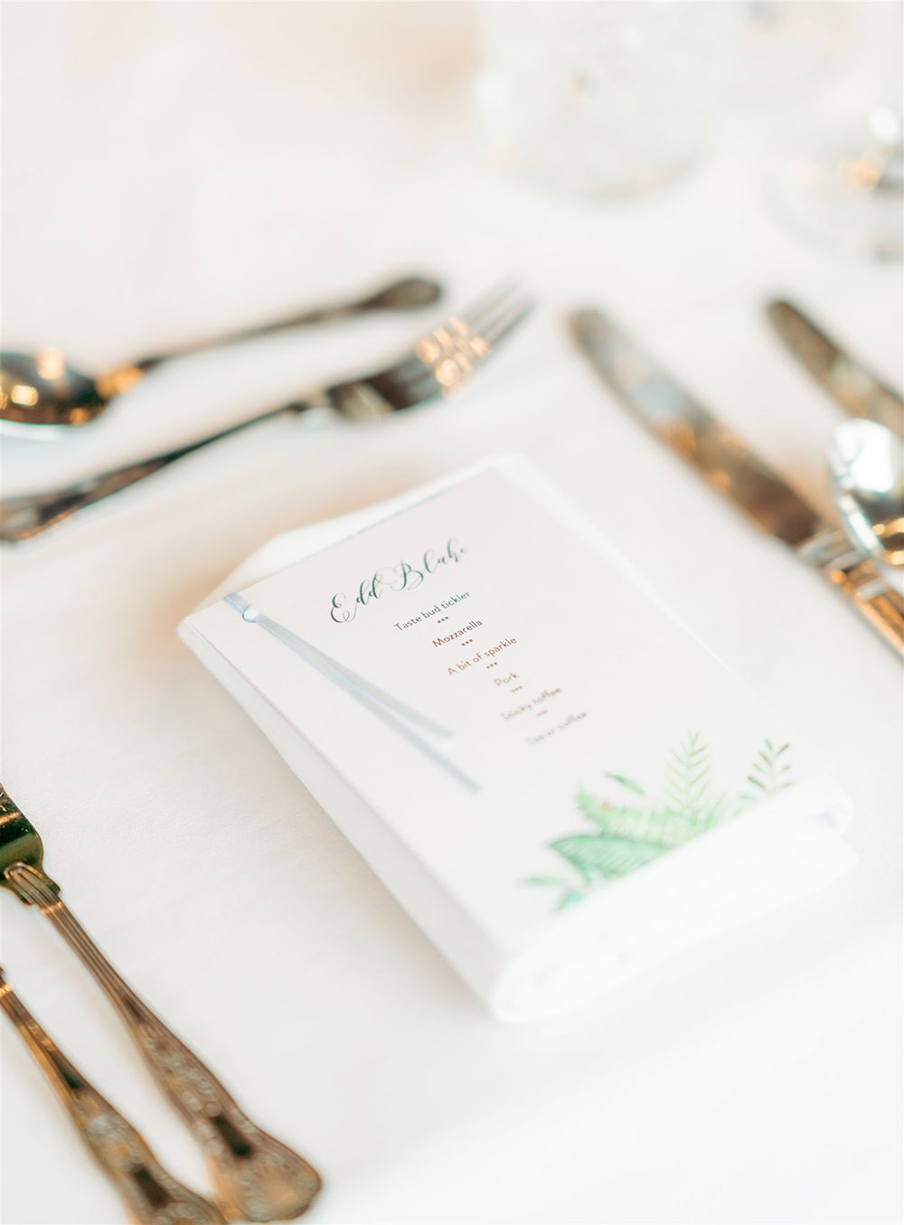 Place Setting Menu Newton Hall Wedding Carn Patrick Photography