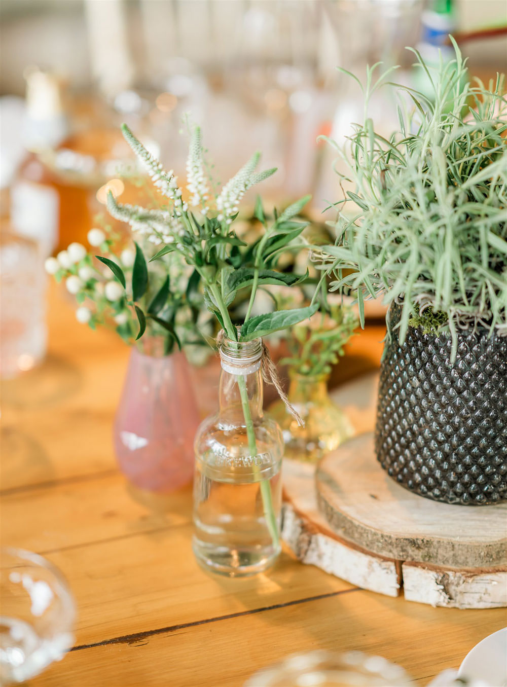 Greenery Foliage Bottle Flowers Decor Newton Hall Wedding Carn Patrick Photography