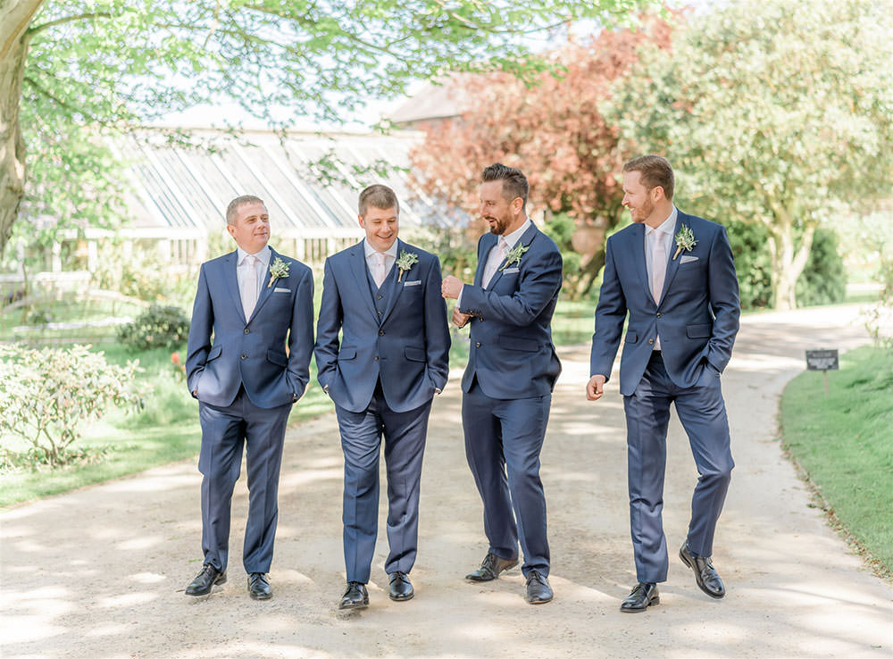 Groom Suit Navy Pink Tie Groomsmen Newton Hall Wedding Carn Patrick Photography
