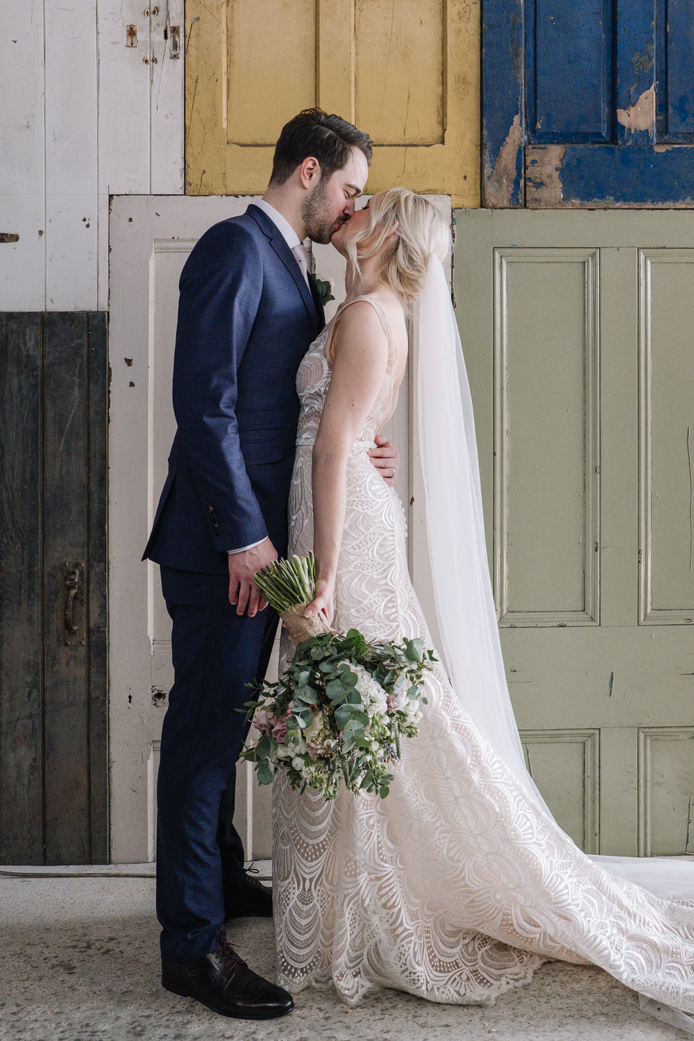 Dress Gown Bride Bridal Made With Love Bridal Train Veil Fit Flare Owen House Wedding Barn Nessworthy Photography