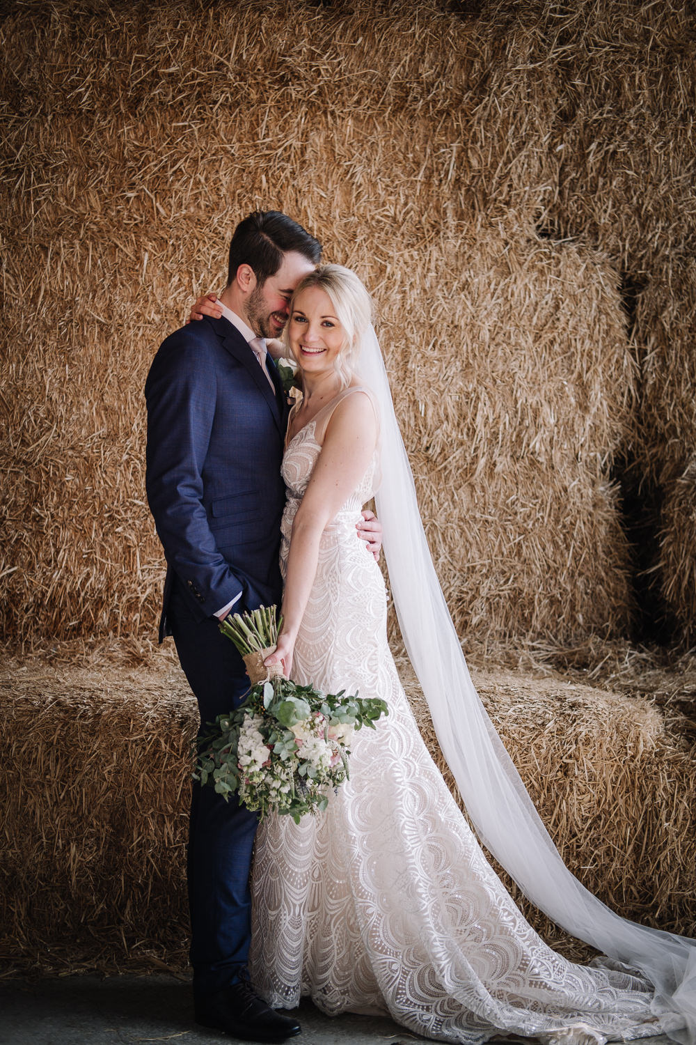 Dress Gown Bride Bridal Made With Love Bridal Train Veil Fit Flare Owen House Wedding Barn Nessworthy Photography