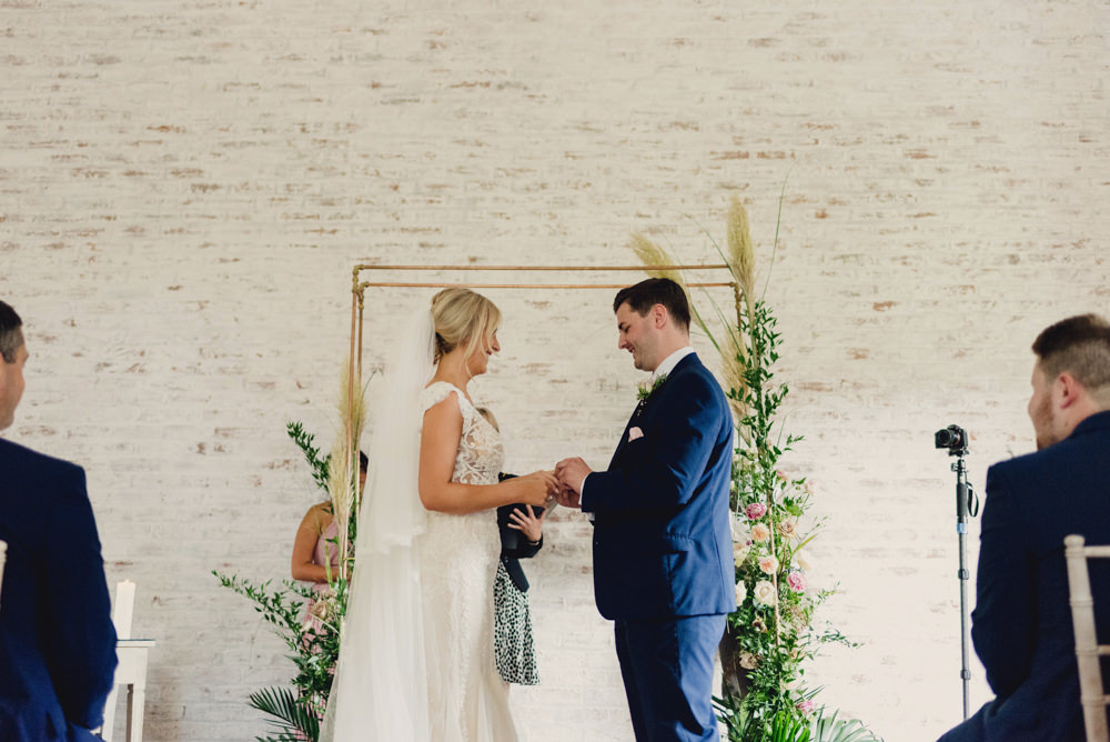 Ceremony Arch Backdrop Flowers Pampas Grass Romantic Elegant Wedding MIKI Studios