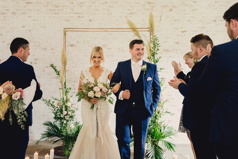 Ceremony Arch Backdrop Flowers Pampas Grass Romantic Elegant Wedding MIKI Studios