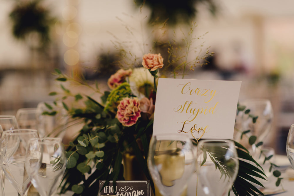 Gold Calligraphy Table Name Romantic Elegant Wedding MIKI Studios