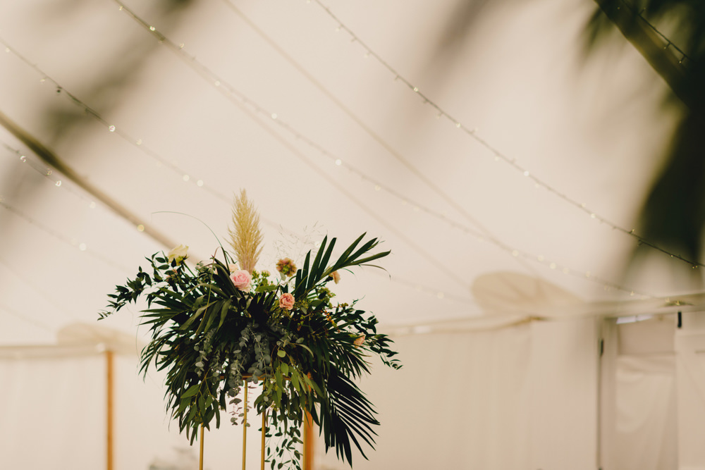 Tall Centrepiece Flower Arrangement Greenery Pampas Grass Romantic Elegant Wedding MIKI Studios
