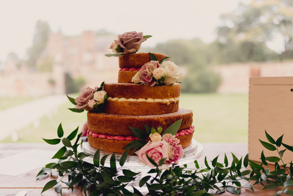 Naked Cake Victoria Sponge Layer Flowers Romantic Elegant Wedding MIKI Studios