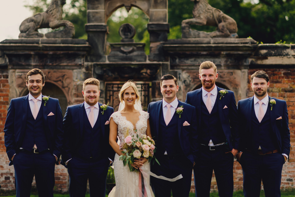 Groom Groomsmen Suits Pink Ties Waistcoats Romantic Elegant Wedding MIKI Studios