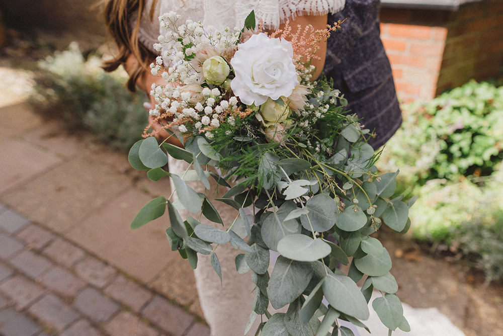 Bouquet Flowers Bride Bridal Eucalyptus Rose Greenery Foliage Rye Wedding Rebecca Douglas Photography