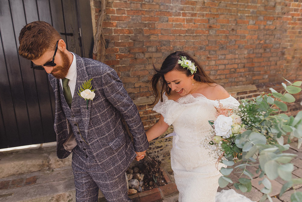 Groom Suit Check Green Tie Sunglasses Rye Wedding Rebecca Douglas Photography