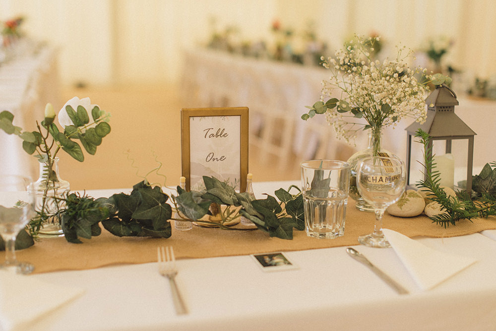 Hessian Greenery Foliage Tables Decor Rye Wedding Rebecca Douglas Photography