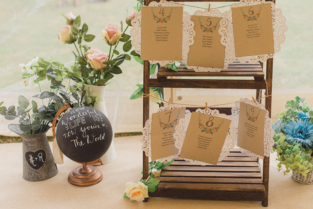 Seating Plan Table Chart Peg Twine Lace Doily Rye Wedding Rebecca Douglas Photography