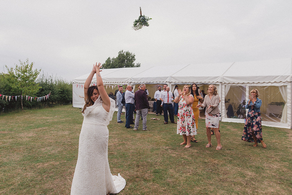 Bouquet Toss Throw Rye Wedding Rebecca Douglas Photography