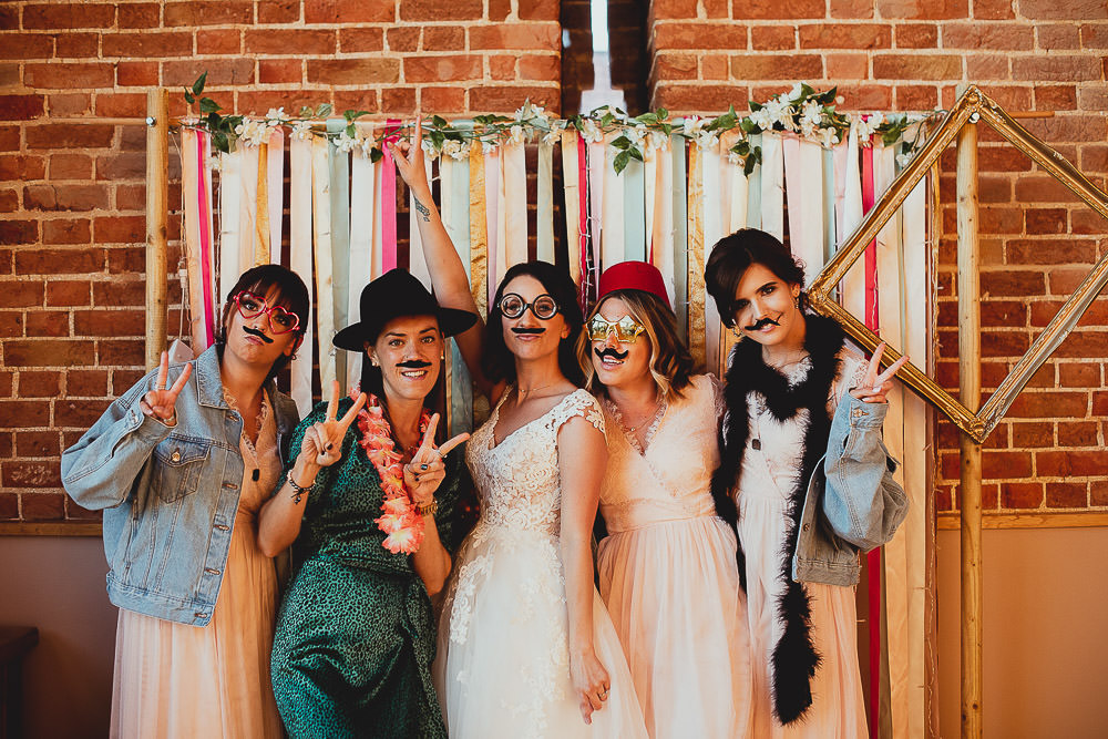 Photo Booth Backrop Ribbons Southwood Hall Norfolk Wedding Georgia Rachael Photography