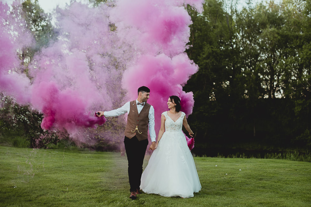Smoke Bombs Pink Southwood Hall Norfolk Wedding Georgia Rachael Photography