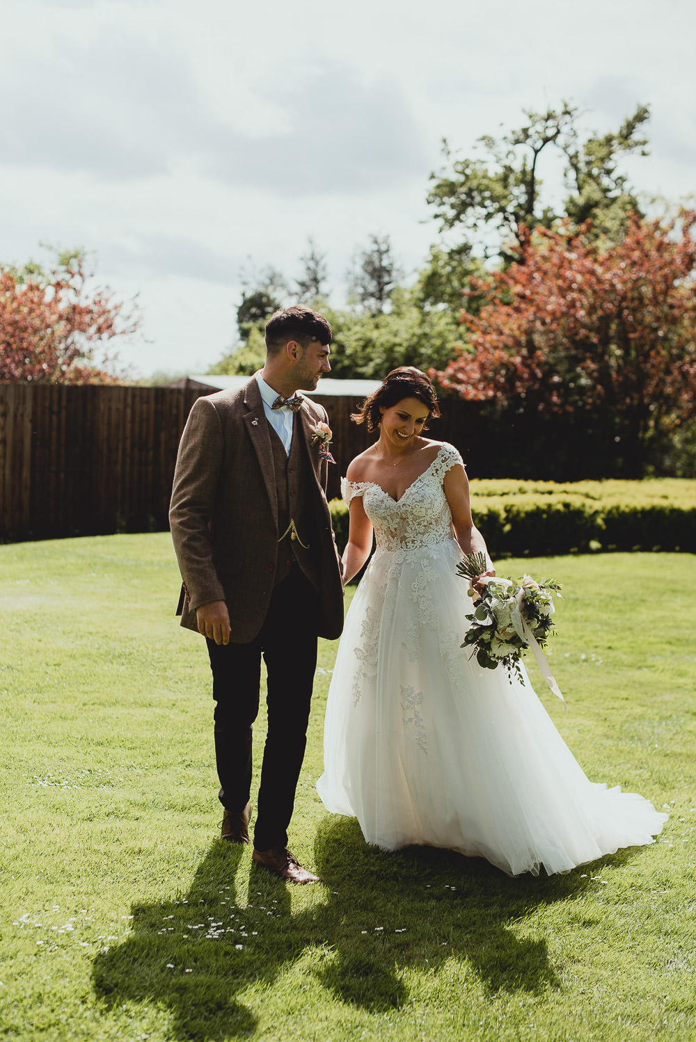 Groom Brown Tweed Suit Bow Tie Southwood Hall Norfolk Wedding Georgia Rachael Photography