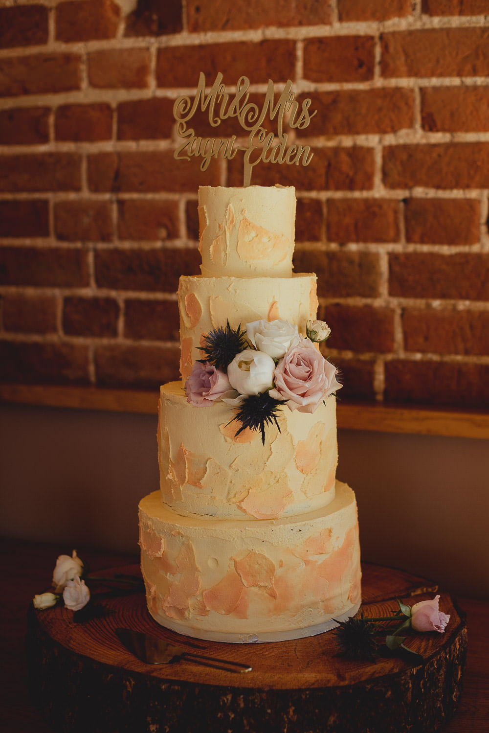 Buttercream Cake Blush Peach Brush Strokes Southwood Hall Norfolk Wedding Georgia Rachael Photography