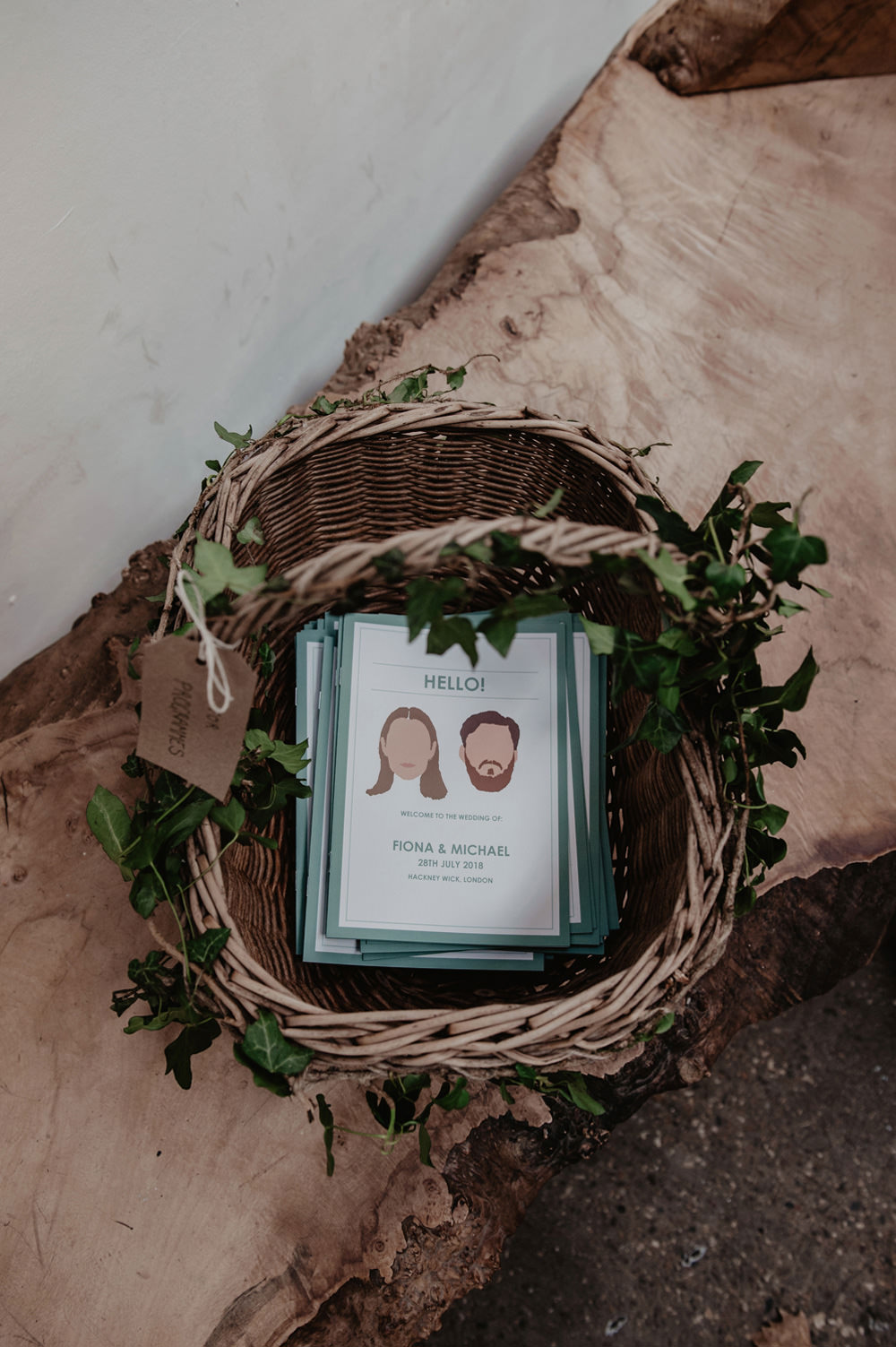 Stationery Order of Service Faces Bride Groom Couple Stour Space Wedding Anne Schwarz Photography