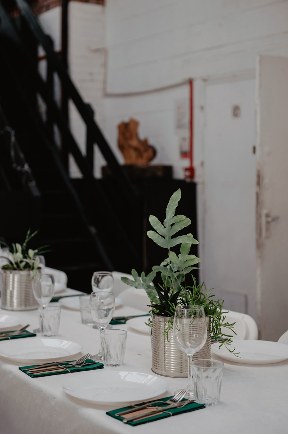 Cactus Cacti Succulent Tin Can Centrepiece Decor Table Stour Space Wedding Anne Schwarz Photography