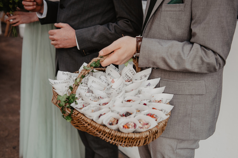Confetti Cones Basket Stour Space Wedding Anne Schwarz Photography