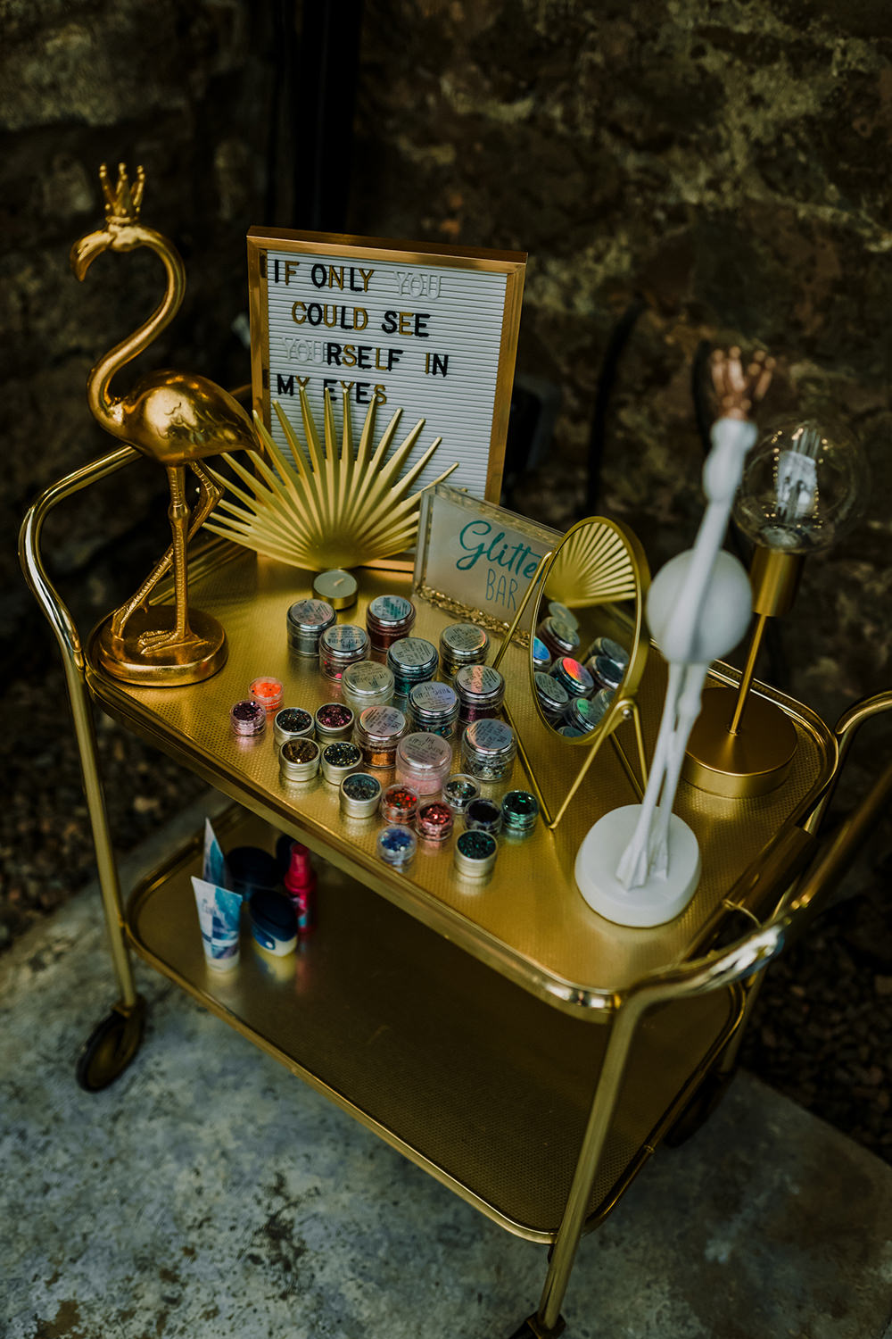 Glitter Bar Trolley Tropical Luxe Wedding Burfly Photography