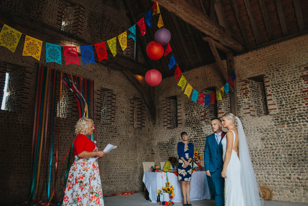 Bride Bridal Pronovias Dress Gown Boat Neck Fitted Low Back Veil Navy Suit Groom Waxham Great Barn Wedding Joshua Patrick Photography