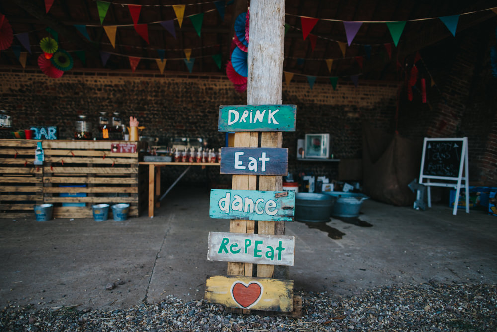 Drink Eat Dance Repeat Sign Handpainted Wooden Waxham Great Barn Wedding Joshua Patrick Photography
