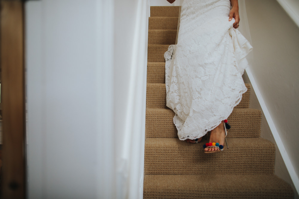Bride Bridal Pom Pom Shoes Waxham Great Barn Wedding Joshua Patrick Photography
