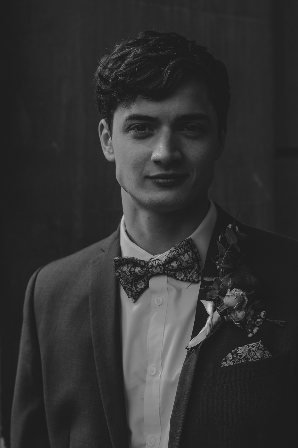 Groom Suit Navy Floral Bow Tie Wes Anderson William Morris Wedding Ideas Jessica Hill Photography
