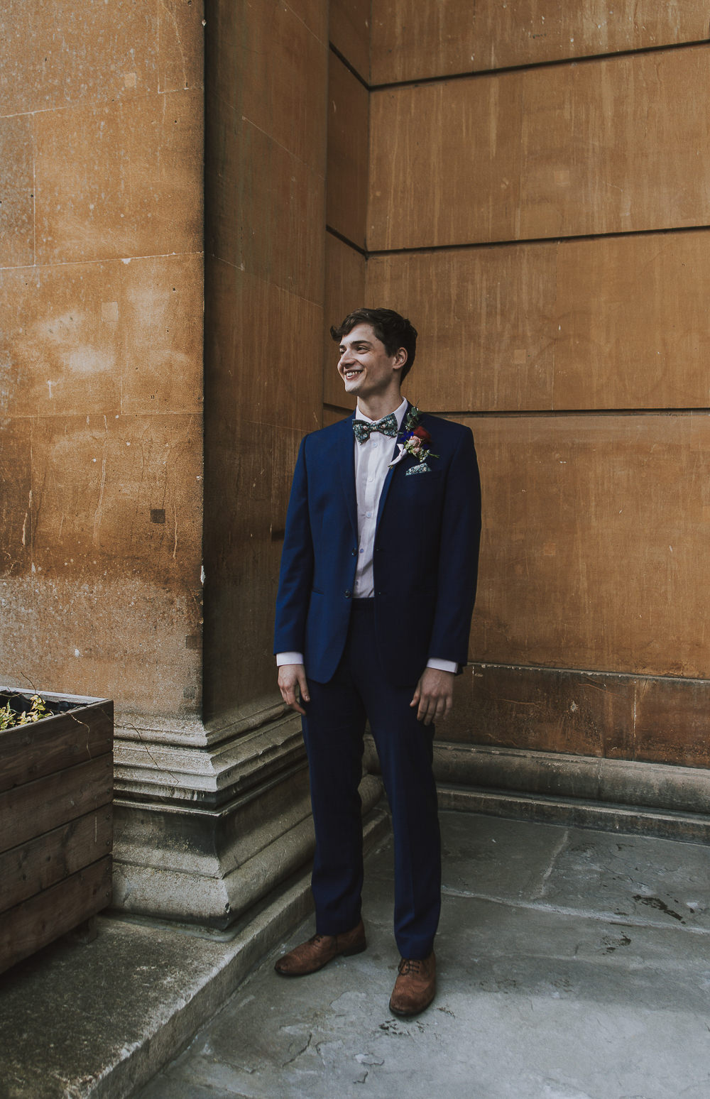 Groom Suit Navy Floral Bow Tie Wes Anderson William Morris Wedding Ideas Jessica Hill Photography