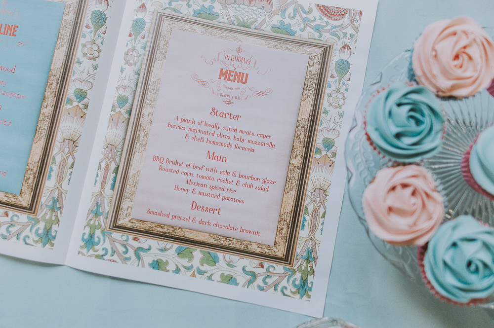 Stationery Menu Wes Anderson William Morris Wedding Ideas Jessica Hill Photography