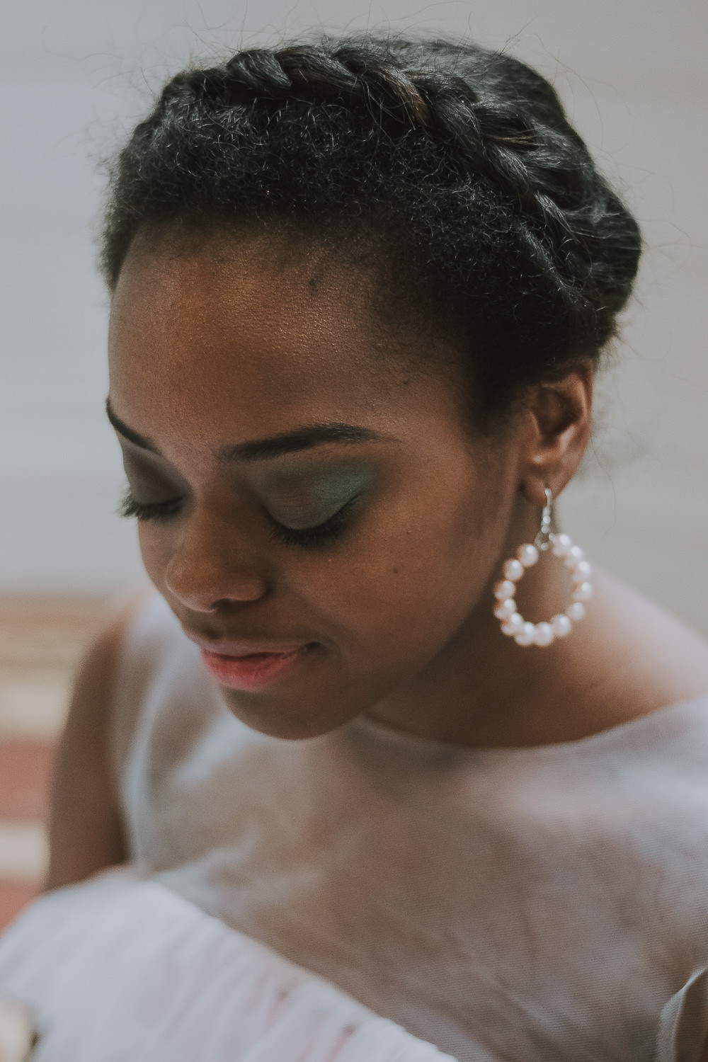 Bride Bridal Make Up Earrings Wes Anderson William Morris Wedding Ideas Jessica Hill Photography