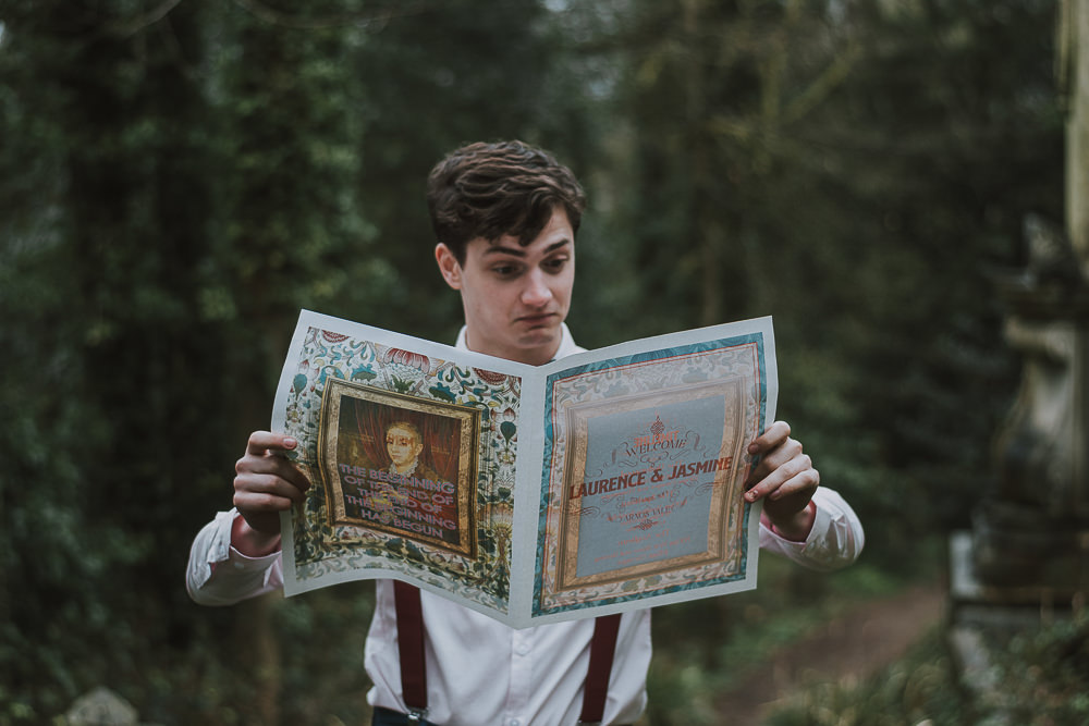 Personalised Stationery Newspaper Wes Anderson William Morris Wedding Ideas Jessica Hill Photography