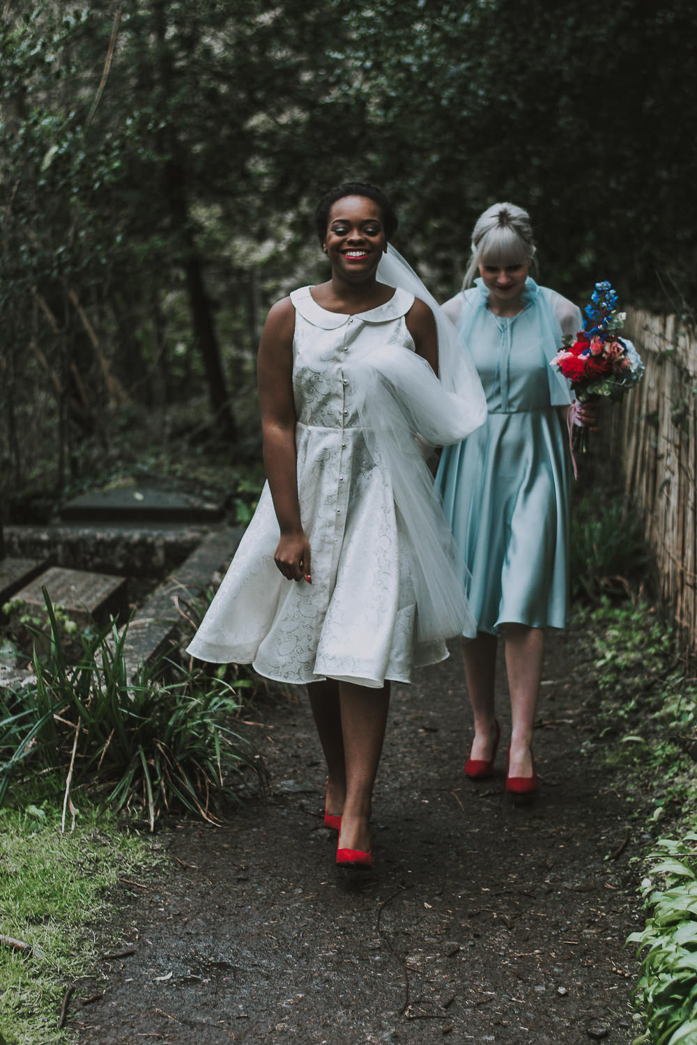 Dress Gown Bride Bridal Short Prom Peter Pan Collar Veil Wes Anderson William Morris Wedding Ideas Jessica Hill Photography