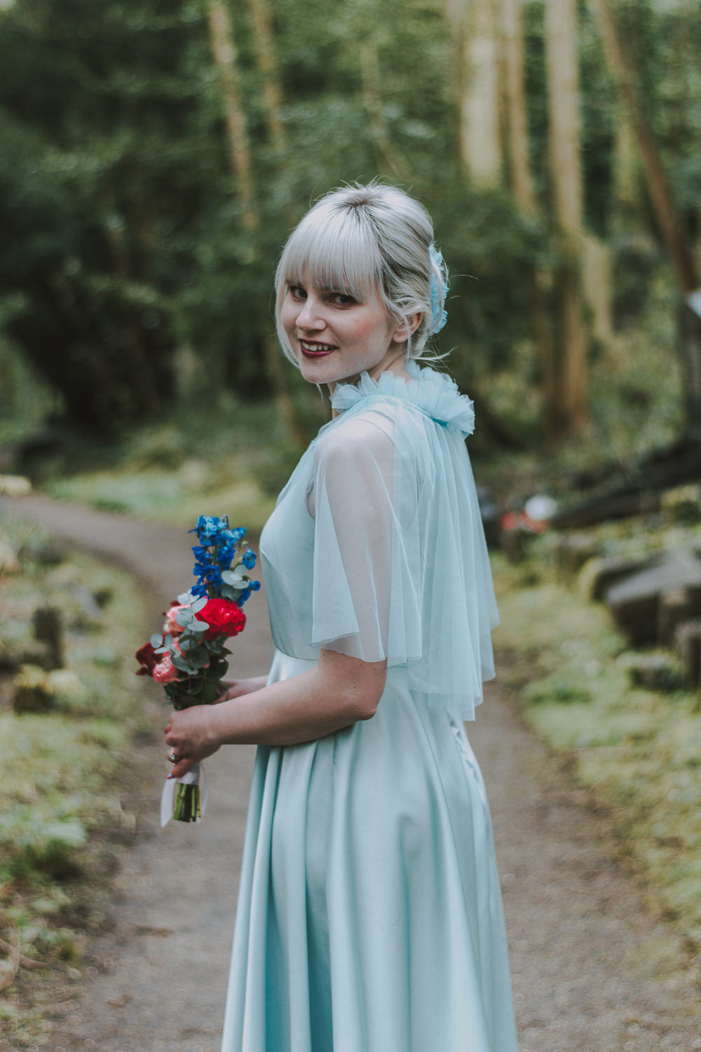 Bridesmaid Bridesmaids Dress Dresses Blue Tulle Wes Anderson William Morris Wedding Ideas Jessica Hill Photography