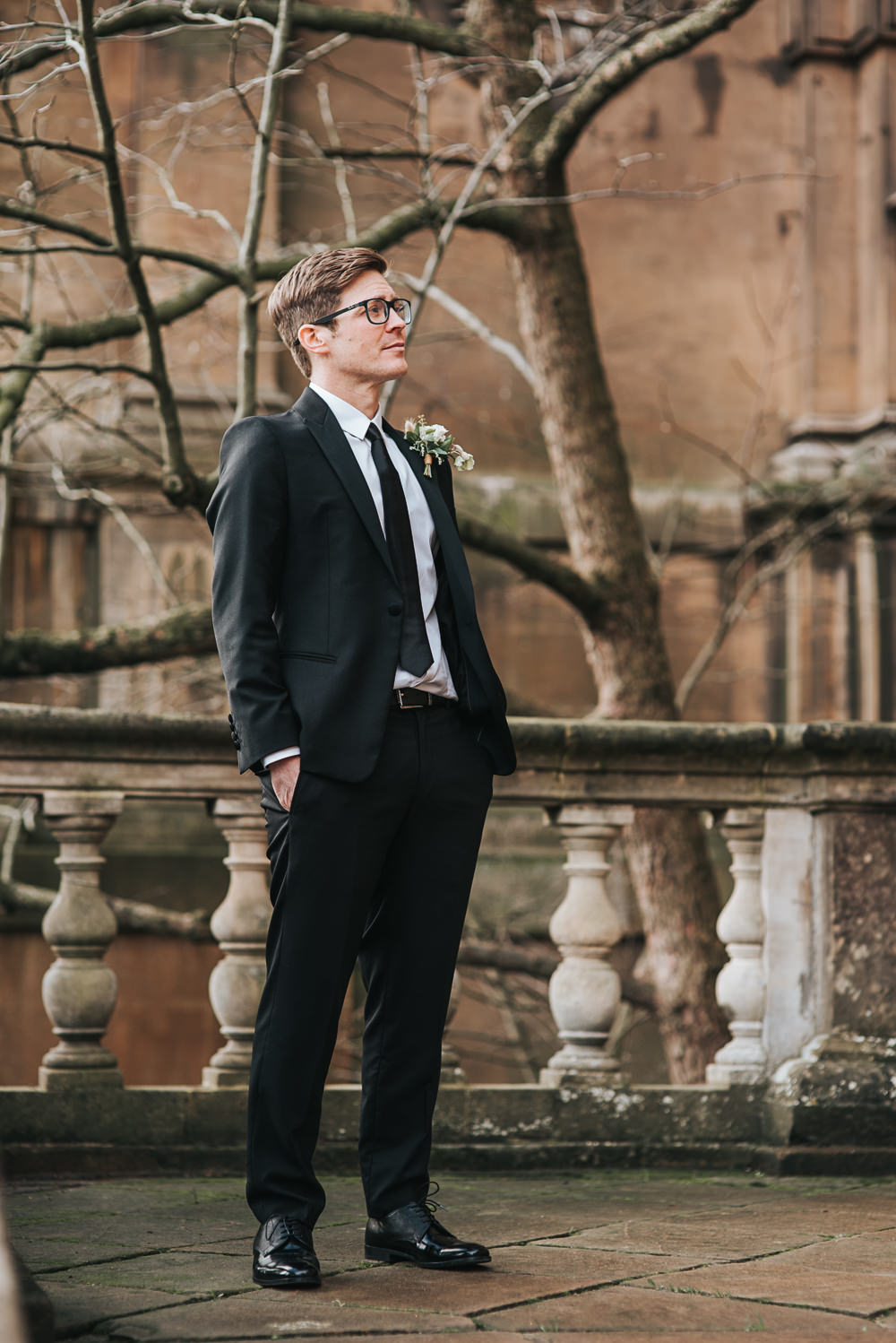 Groom Suit Black Tie Shoes Wollaton Hall Wedding Pear and Bear Photography