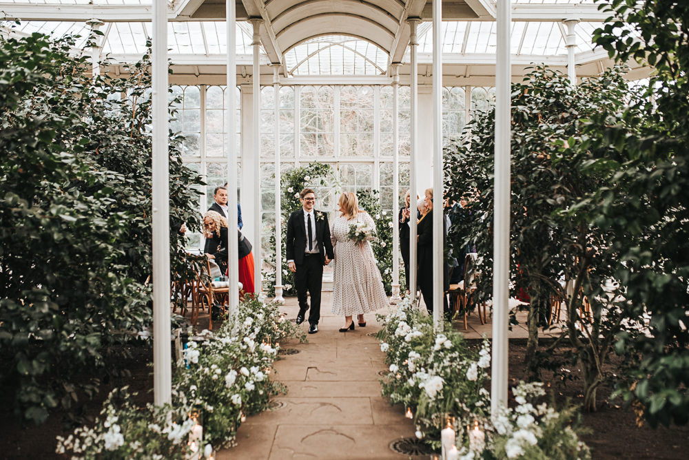 Aisle Flowers Greenery Foliage Meadow Candles Ceremony Wollaton Hall Wedding Pear and Bear Photography