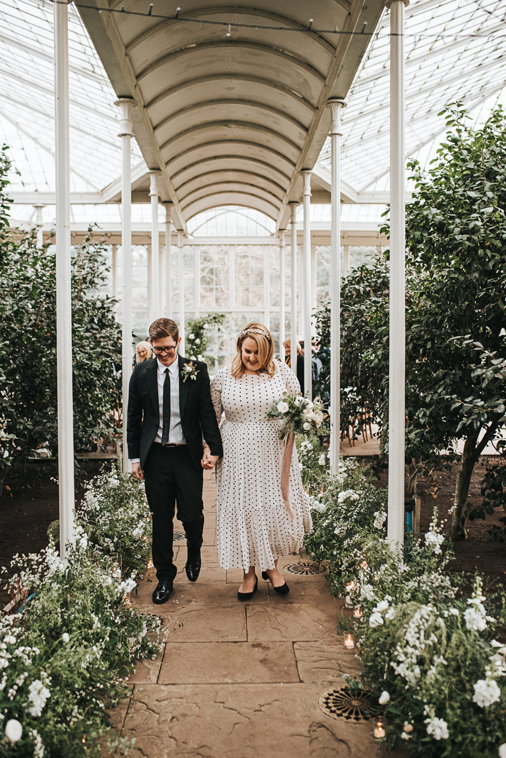 Aisle Flowers Greenery Foliage Meadow Candles Ceremony Wollaton Hall Wedding Pear and Bear Photography