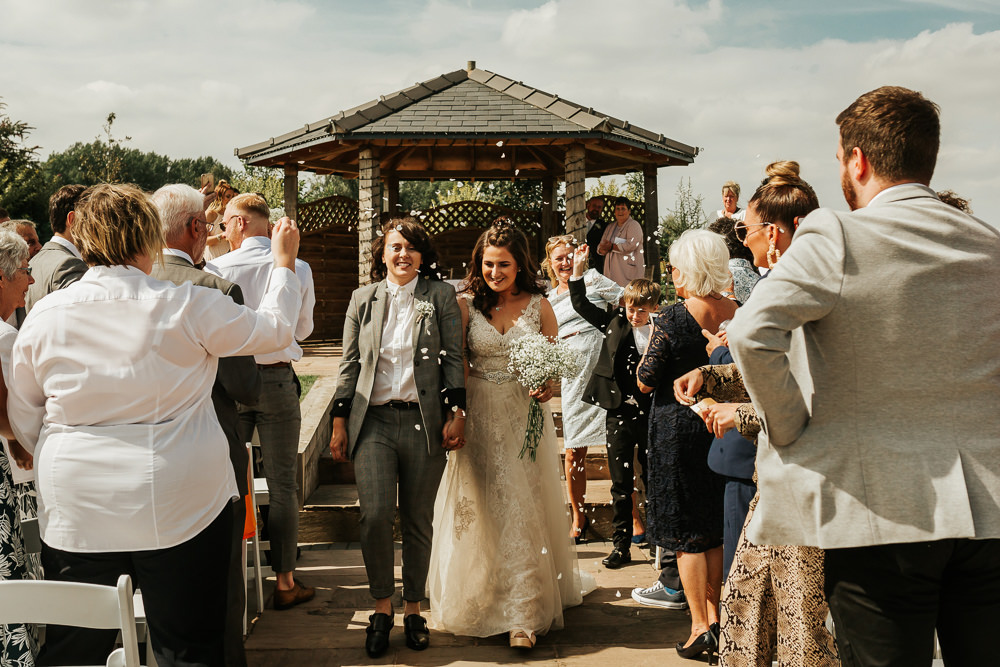 Bride Bridal V Neck Lace Dress Sleeveless Suit Gypsophila Buttonhole Confetti Aston Marina Wedding Photography By Charli