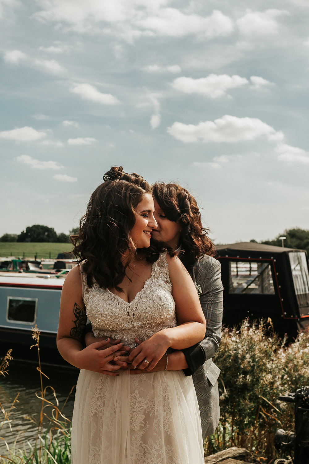 Bride Bridal V Neck Lace Dress Sleeveless Suit Gypsophila Buttonhole Aston Marina Wedding Photography By Charli
