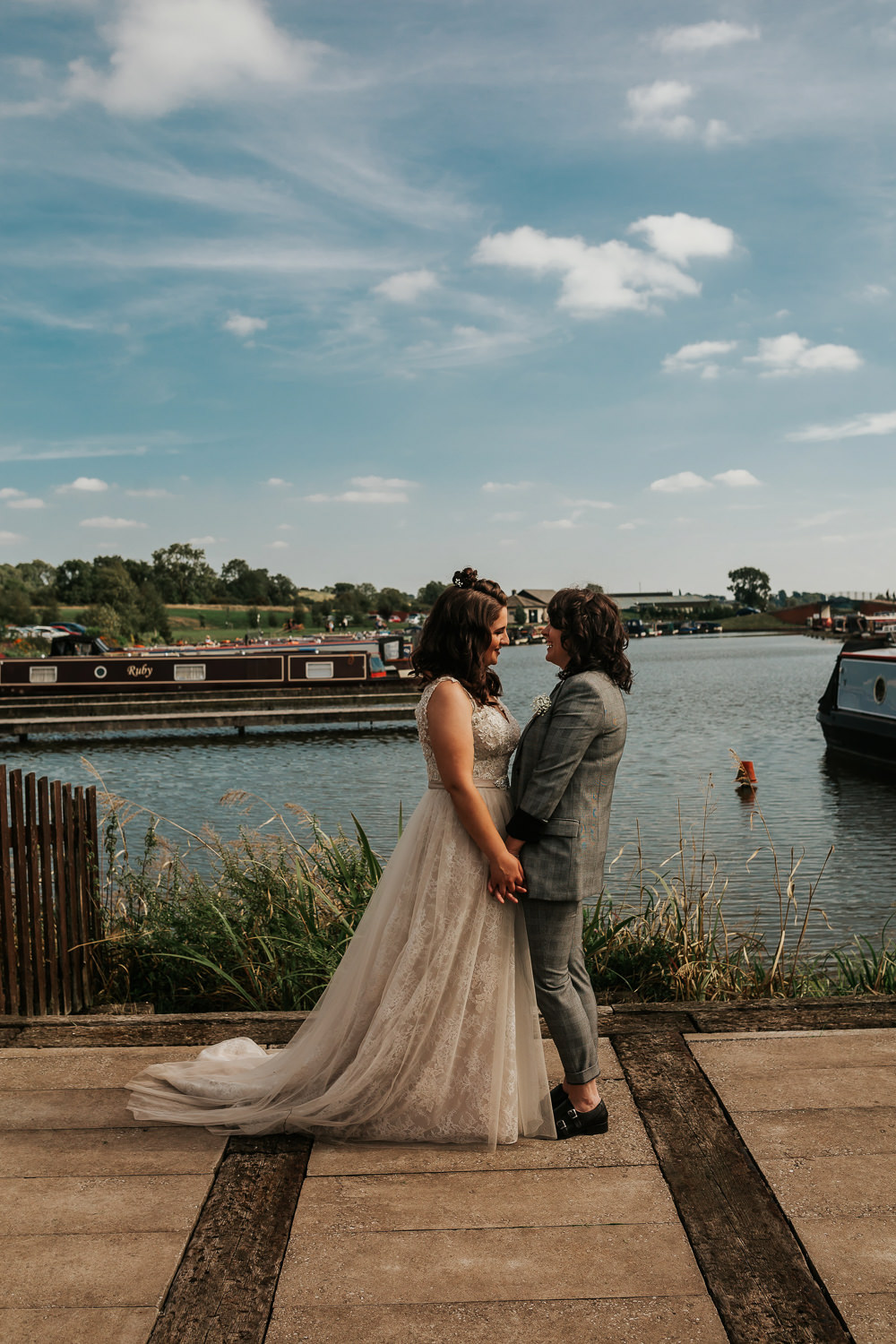 Bride Bridal V Neck Lace Dress Sleeveless Suit Gypsophila Buttonhole Aston Marina Wedding Photography By Charli