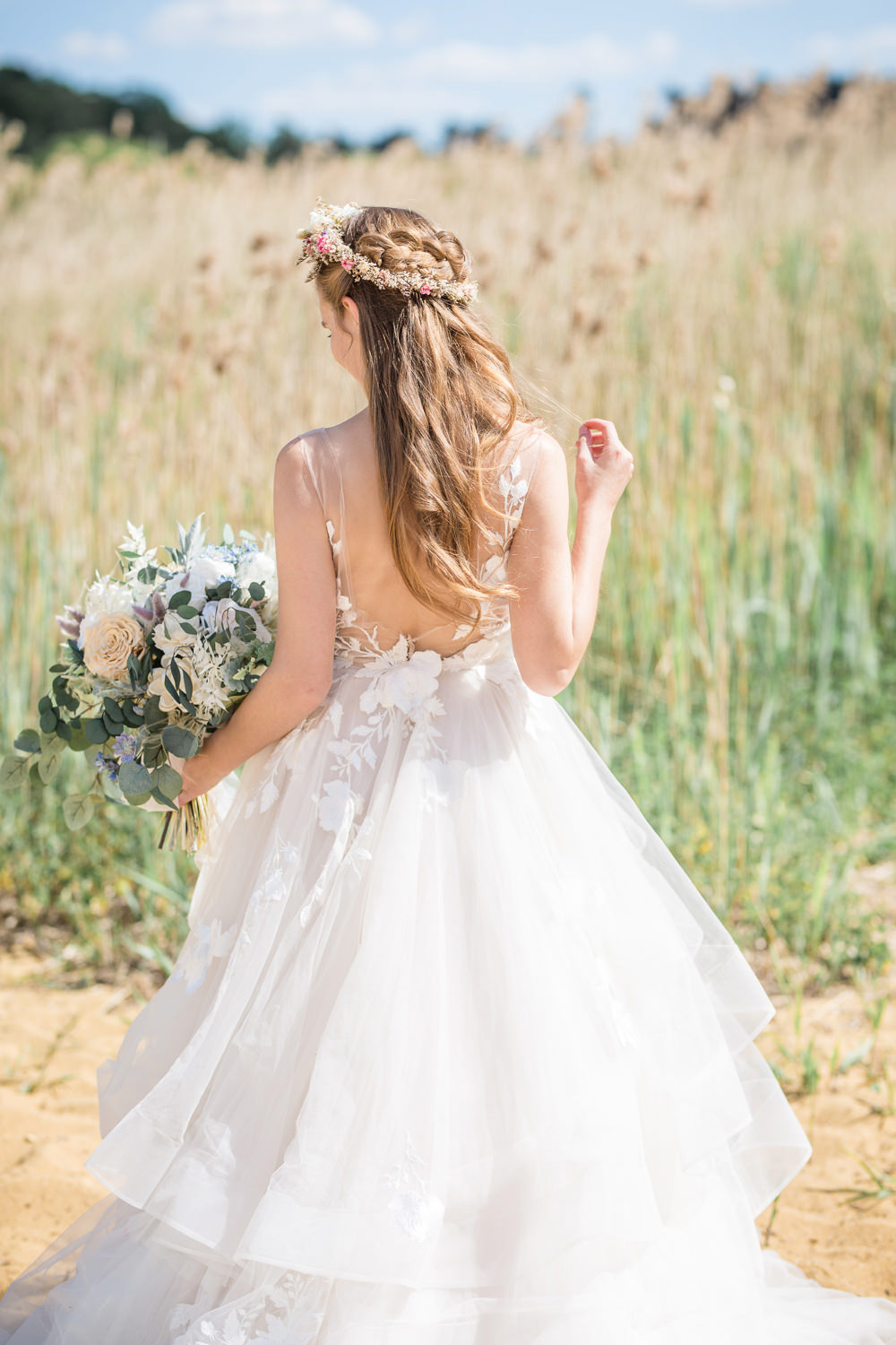 Dress Gown Bride Bridal Priness Ruffle Boho Beach Wedding Ideas Sarah Hoyle Photography