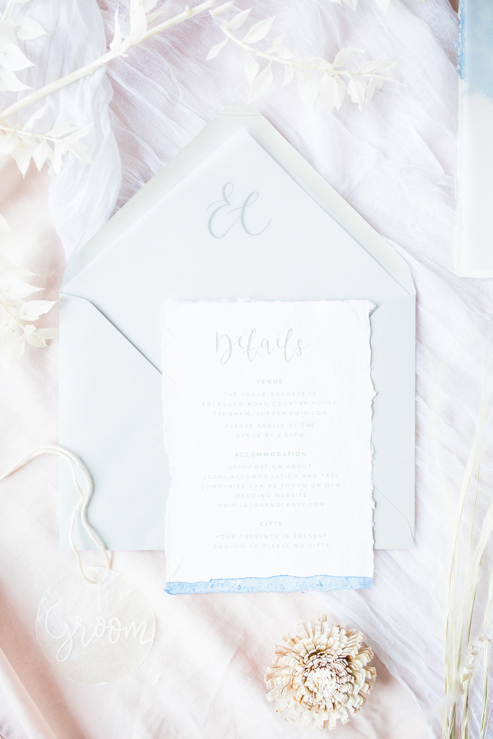 Stationery Invites Invitations Watercolour Blue Boho Beach Wedding Ideas Sarah Hoyle Photography