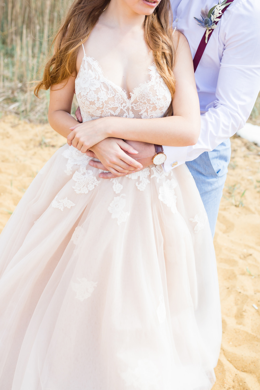 Bride Bridal Dress Gown Lace Blush Boho Beach Wedding Ideas Sarah Hoyle Photography