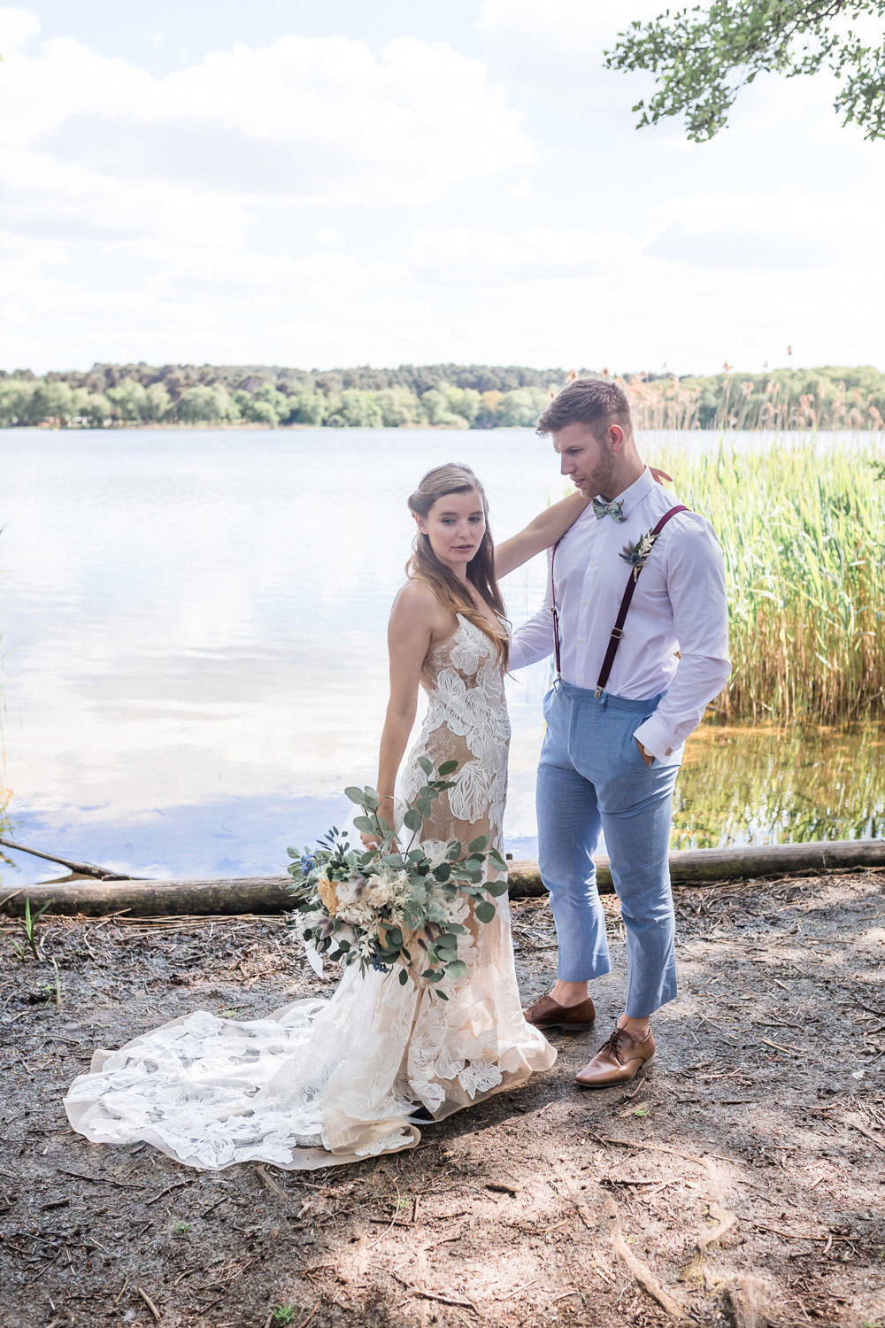 Bride Bridal Dress Gown Lace Underlay Train Floral Boho Beach Wedding Ideas Sarah Hoyle Photography