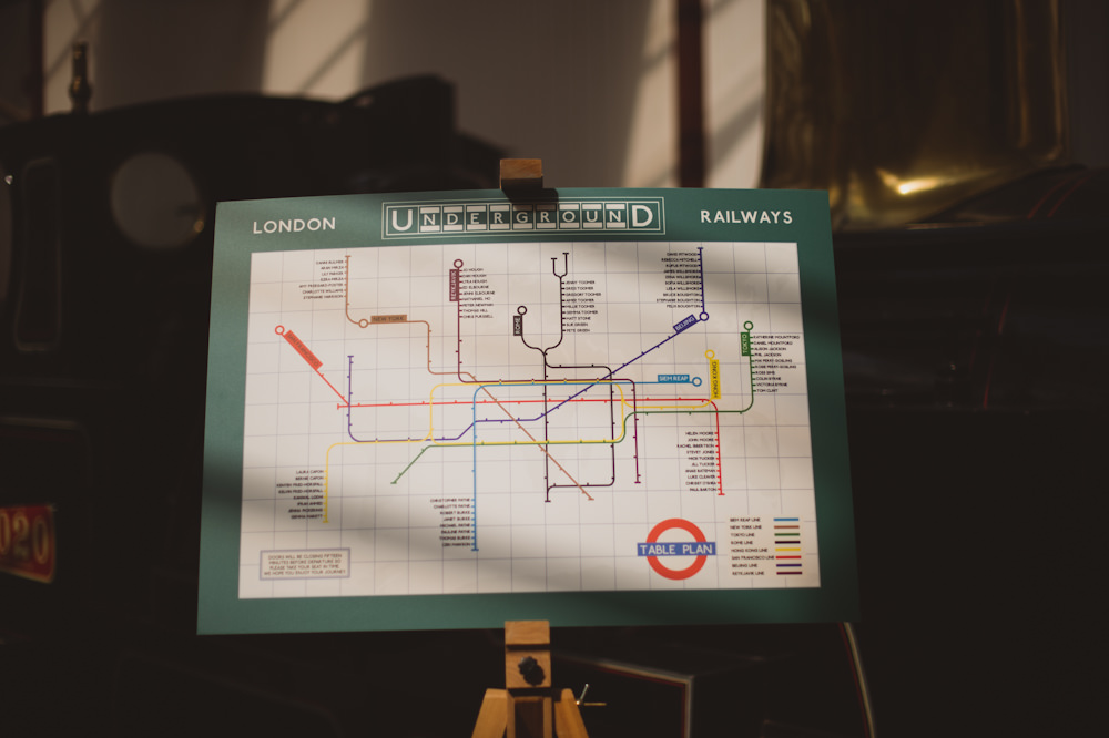 Tube Line Train Map Travel Seating Plan Table Chart Buckinghamshire Railway Centre Wedding Sasha Weddings