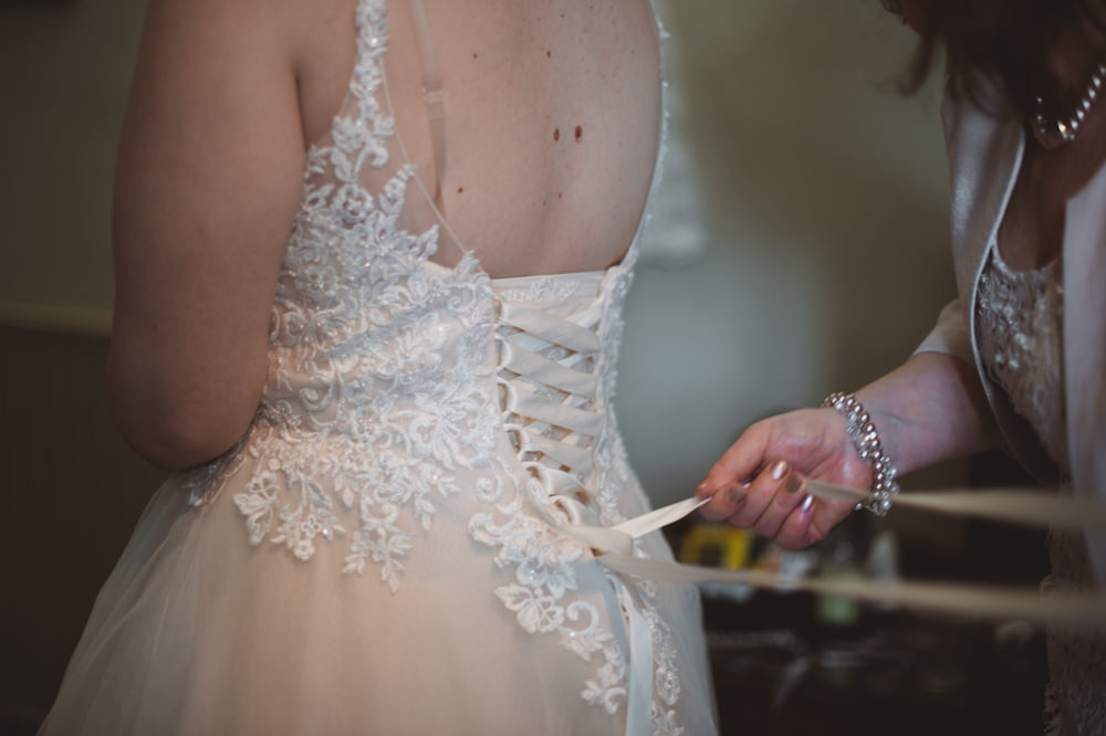 Short Dress Gown Bride Bridal Tea Length Lace Sleeves Buckinghamshire Railway Centre Wedding Sasha Weddings