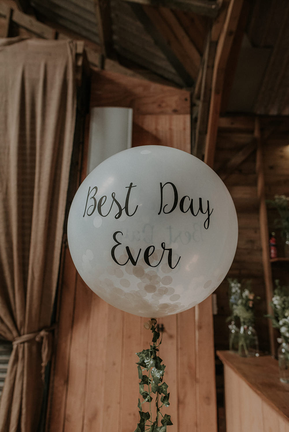 Best Day Ever Balloon Captains Wood Barn Wedding Megan Elle Photography