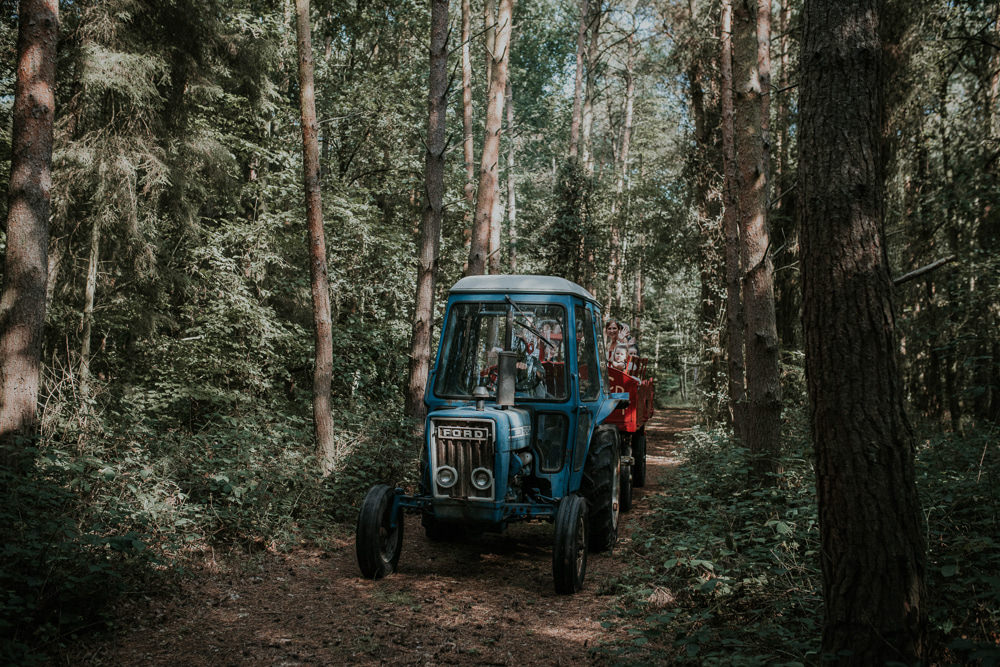 Tractor Transport Captains Wood Barn Wedding Megan Elle Photography