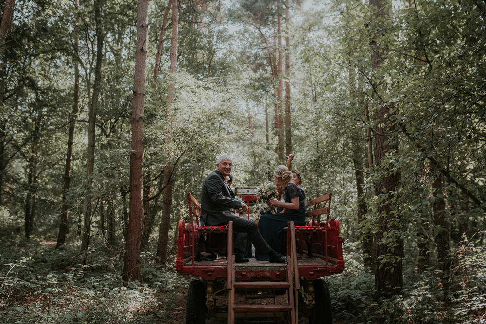 Tractor Transport Captains Wood Barn Wedding Megan Elle Photography