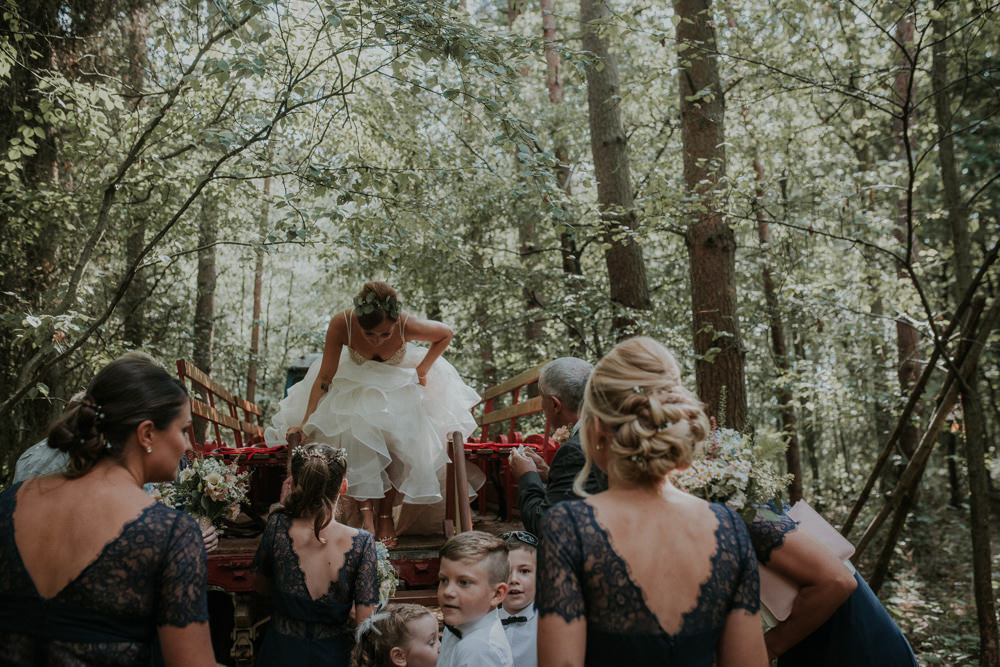 Tractor Transport Captains Wood Barn Wedding Megan Elle Photography